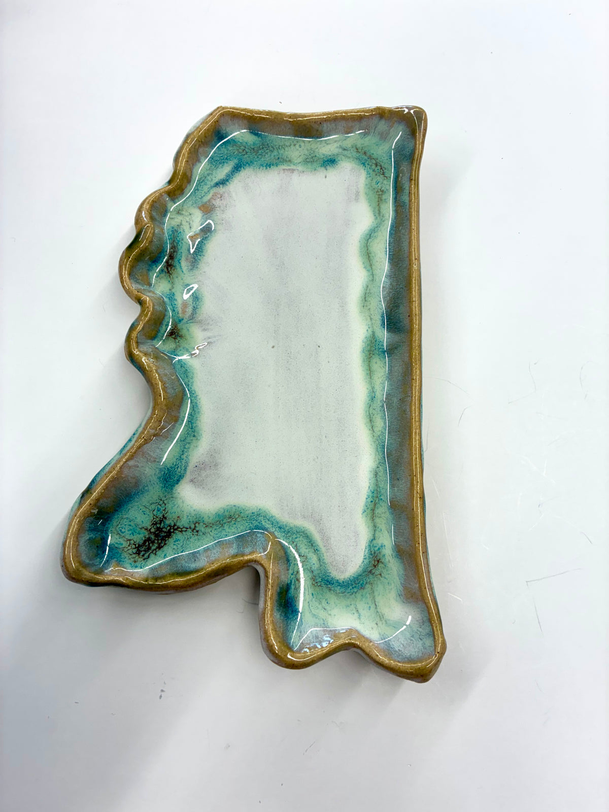 MS State Shaped Plate 8.5”x4.5” -Tab Boren Pottery #119
