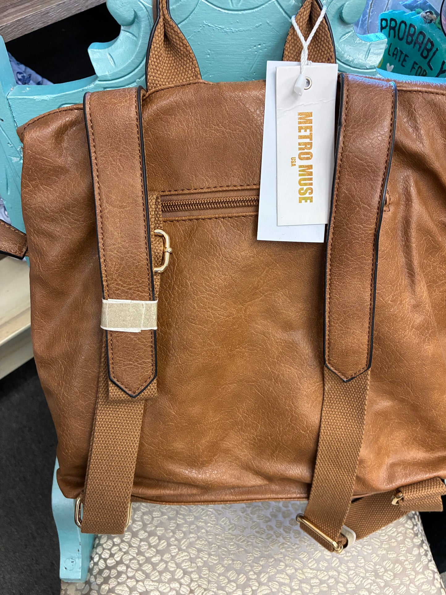 Metro Muse Fold Over Vegan Leather Backpack