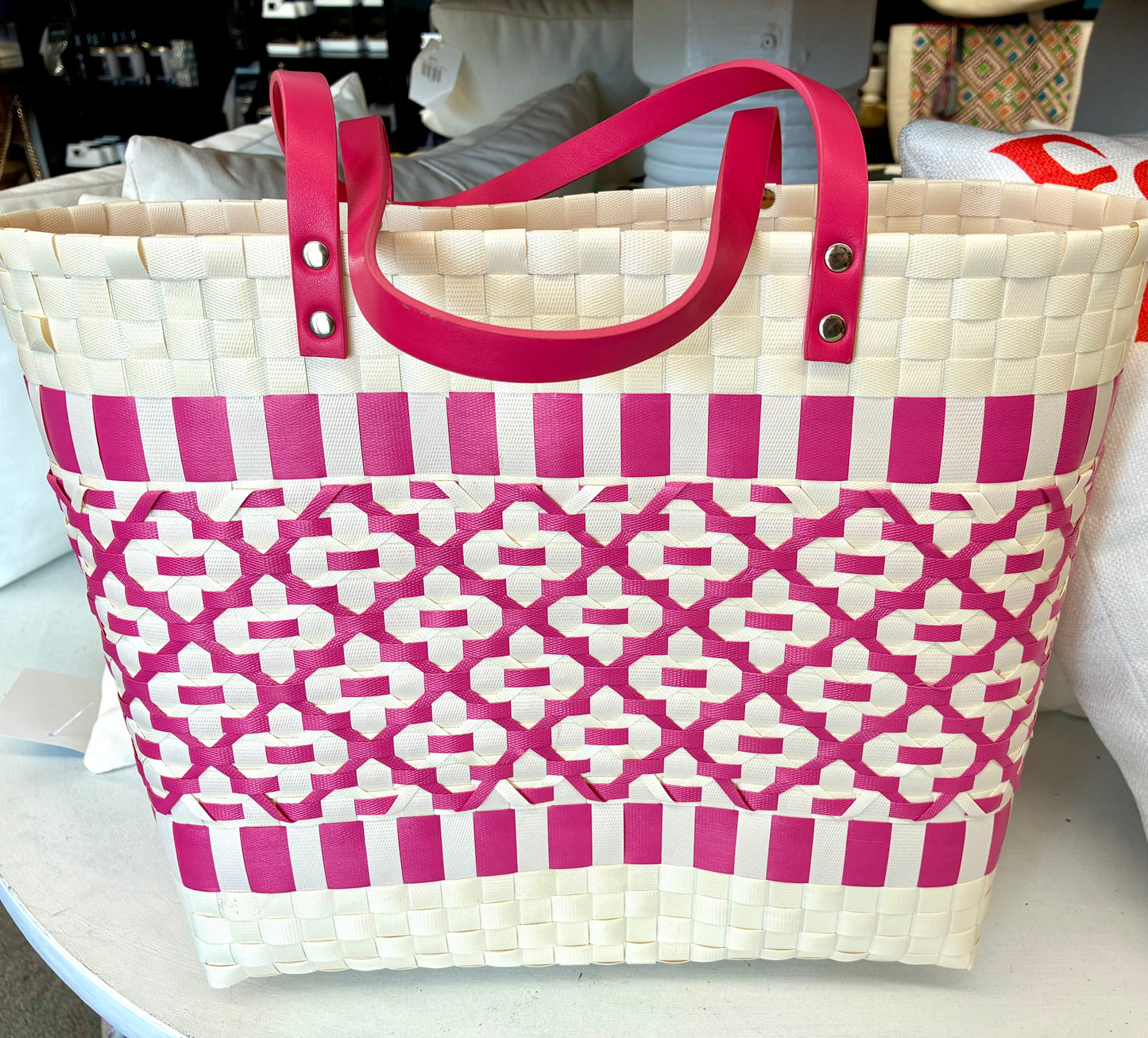 LUX Quatrefoil Pattern Weave Tote