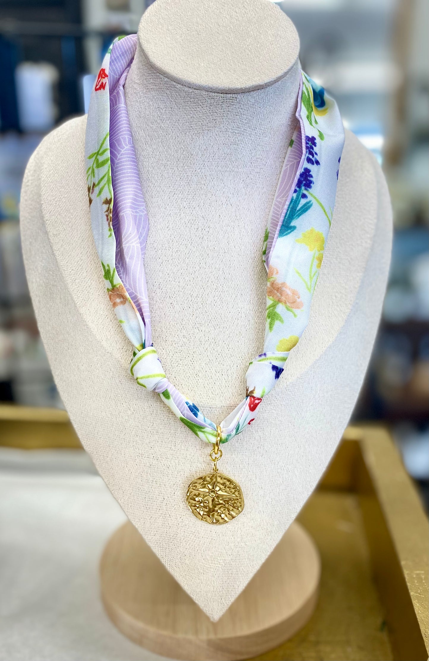 Scarf Necklace with Charm