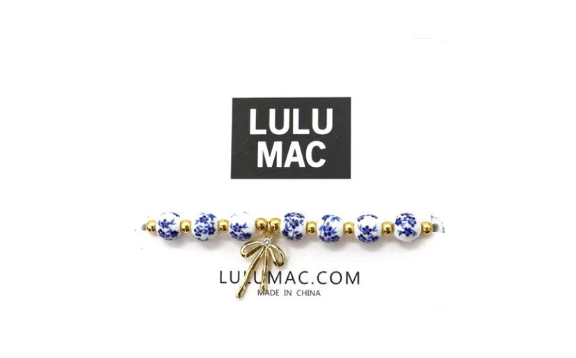 LULU MAC Blue Flower & Bow Bracelet