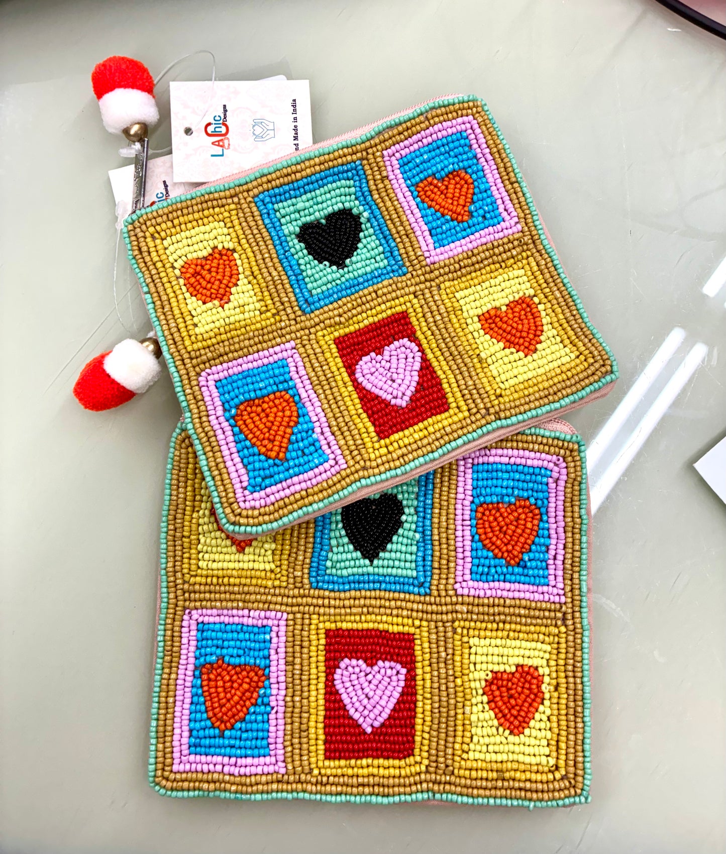 Heart Dupe Beaded Pouch