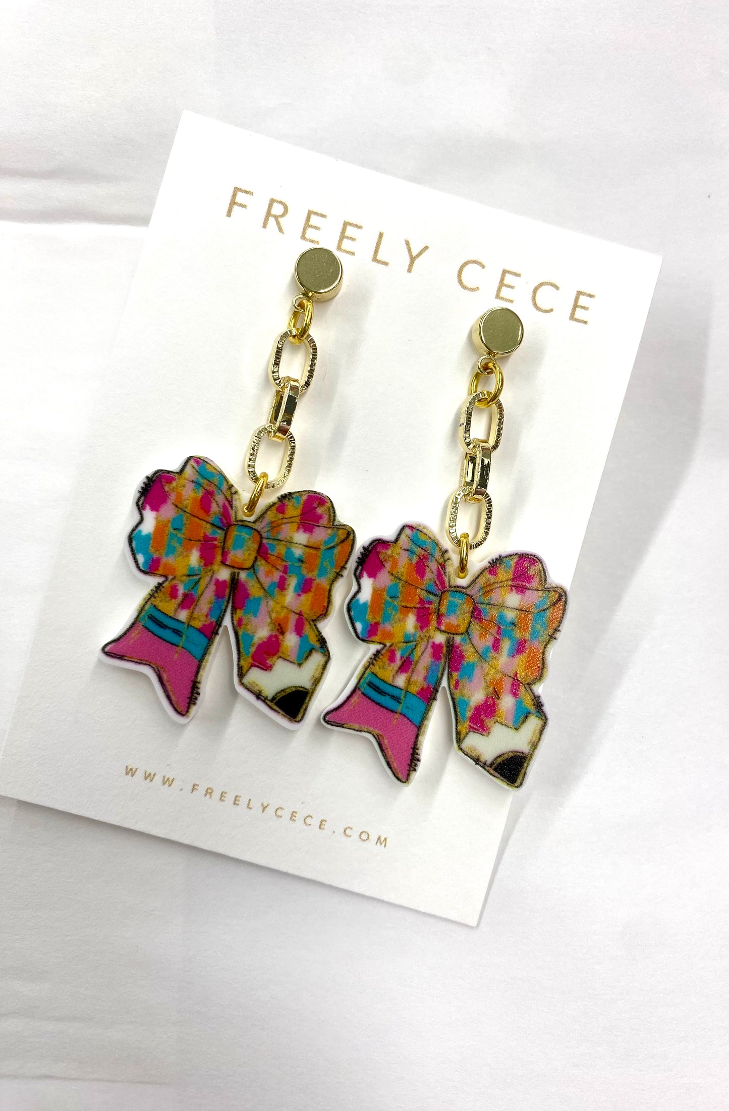 Pencil Bow Teacher Earrings