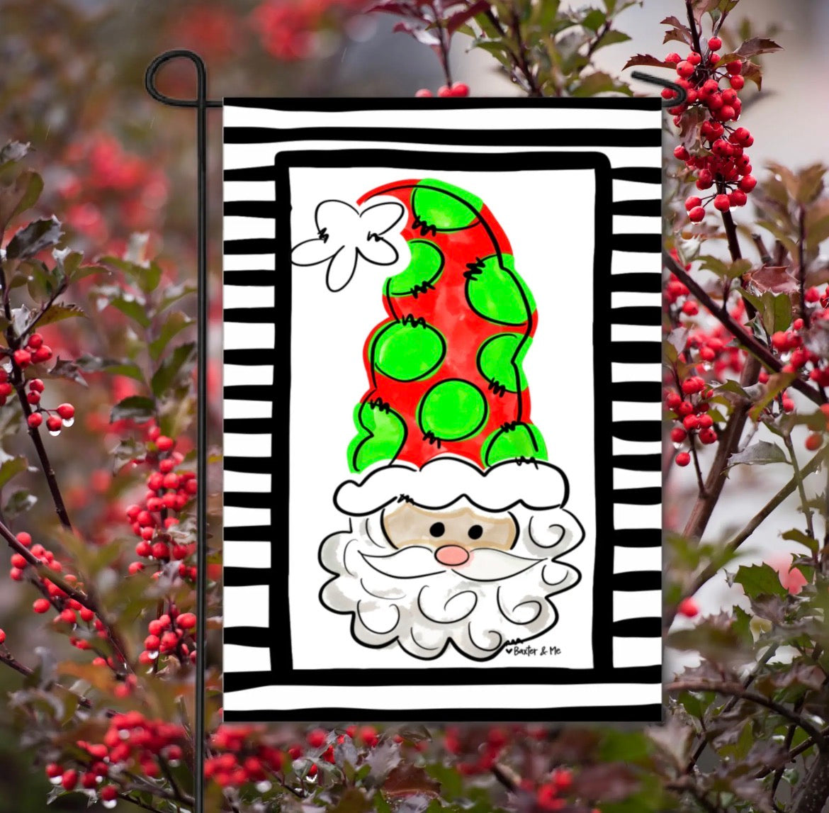 Santa with Tall Hat Garden Flag - Baxter & Me