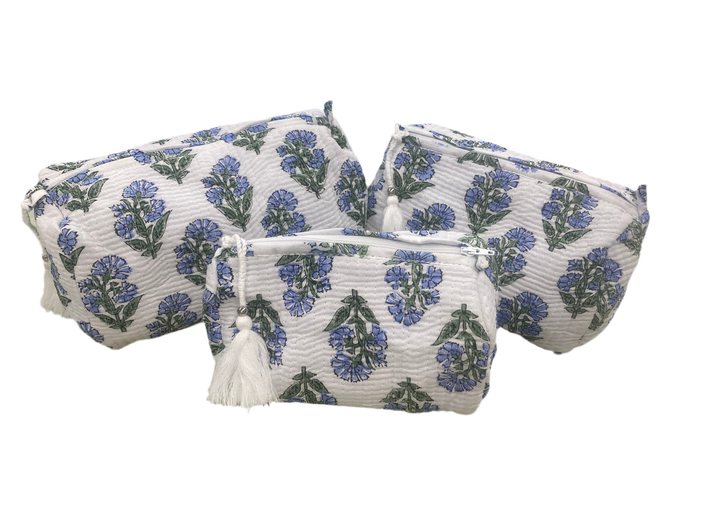 Chandler Blue Floral Cosmetic Bag Set