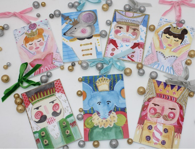 Glitter Wood Nutcracker Assort. Ornaments 3.5x5.5”