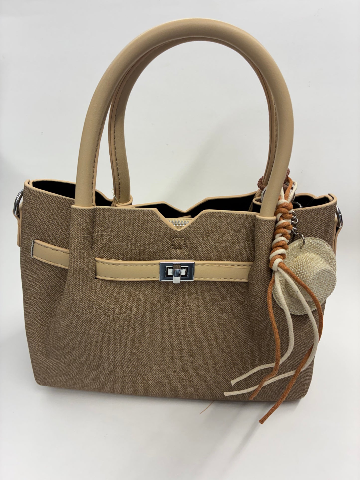 Stella Satchel Crossbody Bag with Tassel Charm: Brown