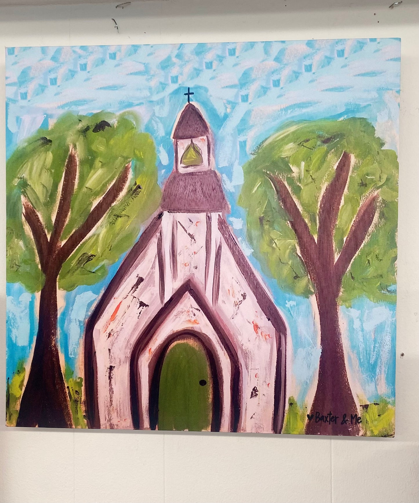 Baxter & Me “Simple Church” Wrapped Canvas 20x20 / Pickup in store only