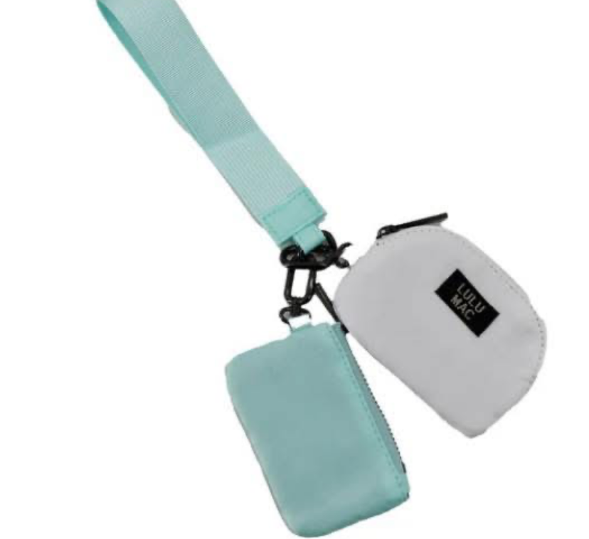 LULU MAC Mint/White Double Pouch Wristlets