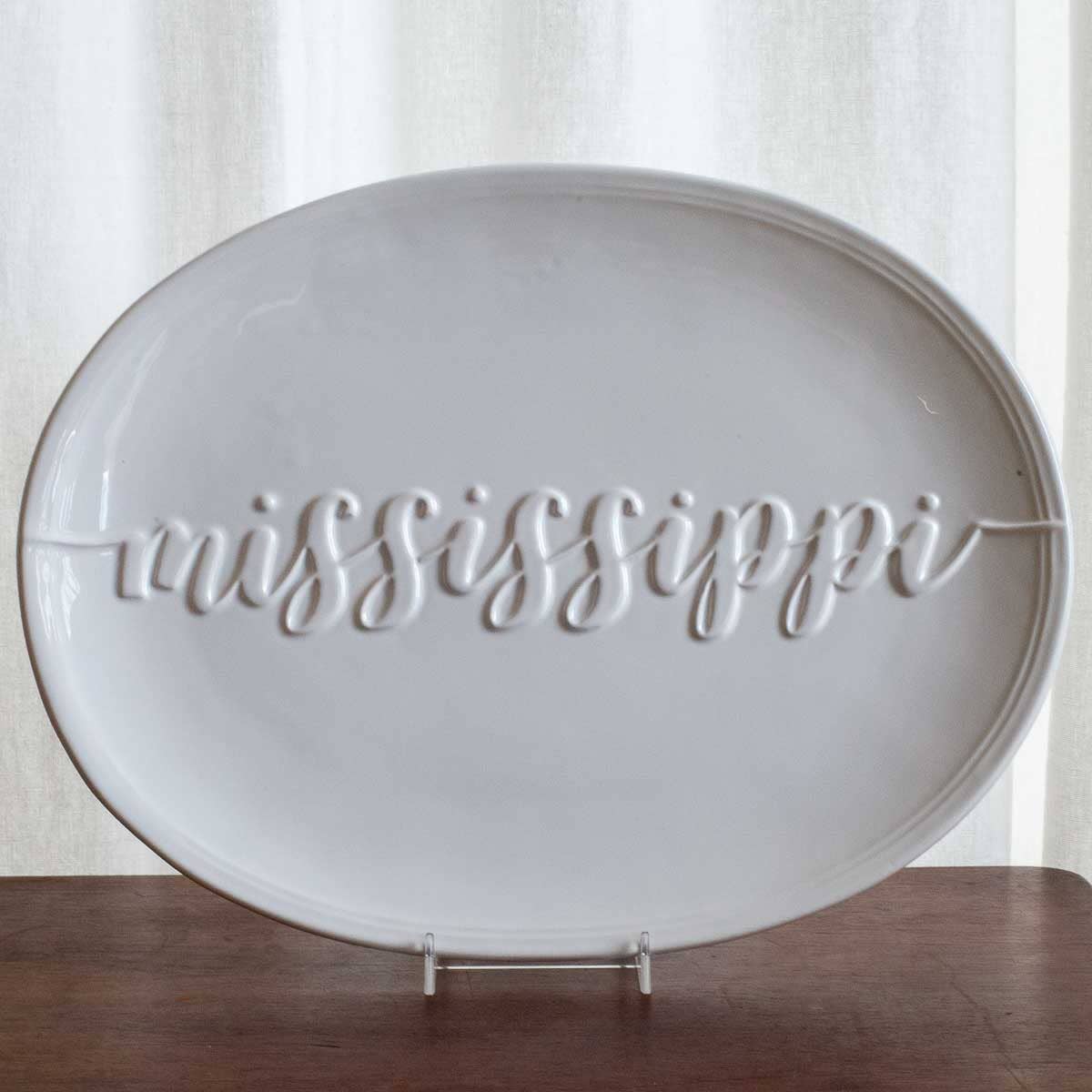 Mississippi Embossed Platter White 16x12 (Store Pickup Only)
