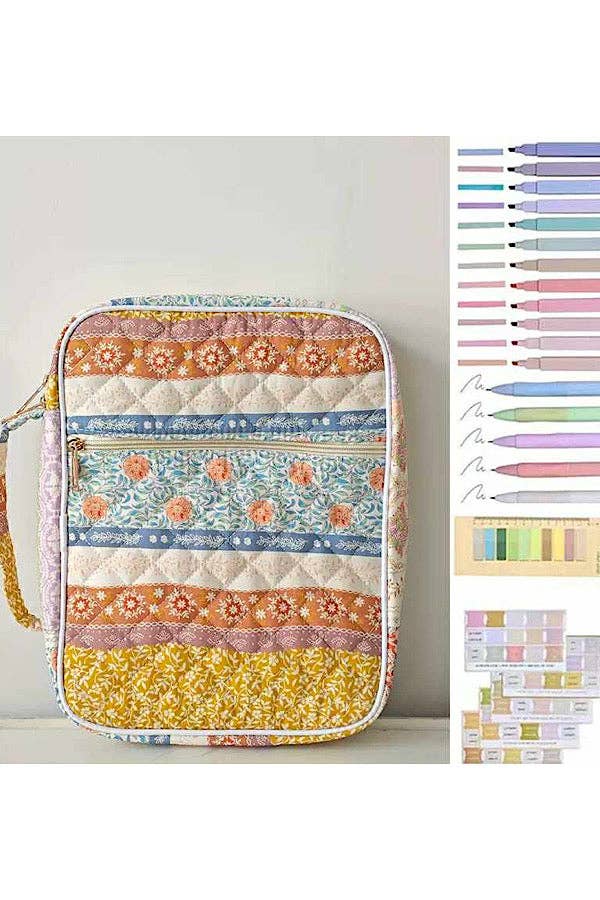 Mary Multicolor Floral Quilted Bible Cover