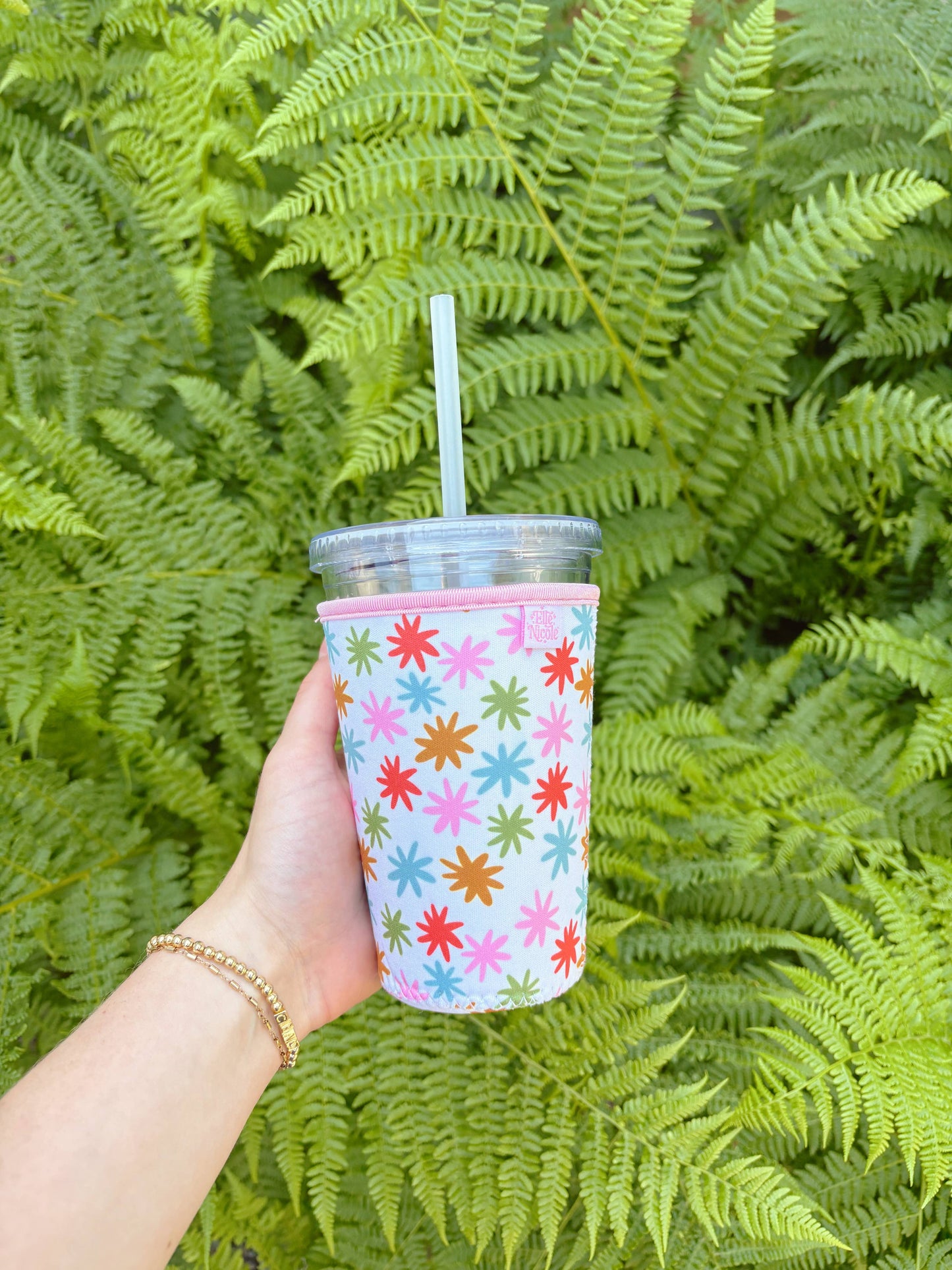 Coffee Cup Cover - Rainbow Stars - Iced Drink Sleeve: Large / 24oz