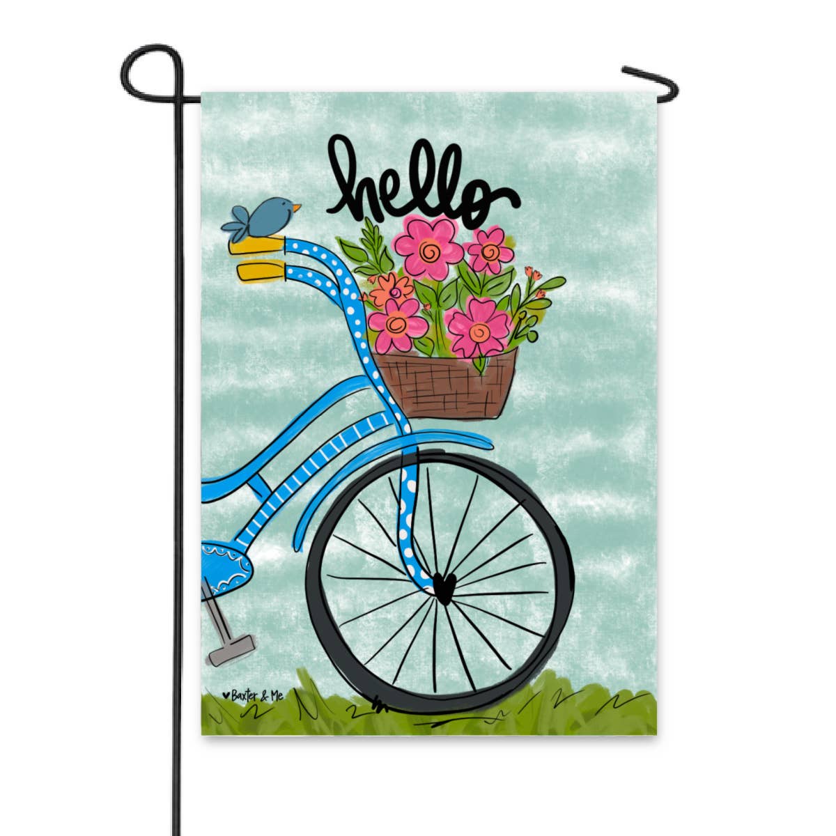 Hello Bike Garden Flag - Baxter & Me