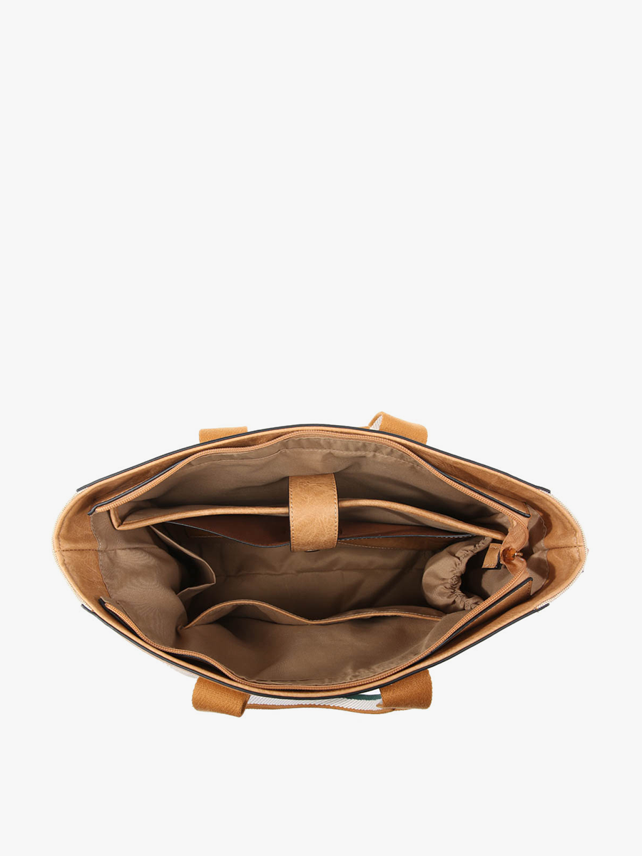 Jen & Co. Haley Canvas Tote w/ Contrast Straps: Grey-Blue