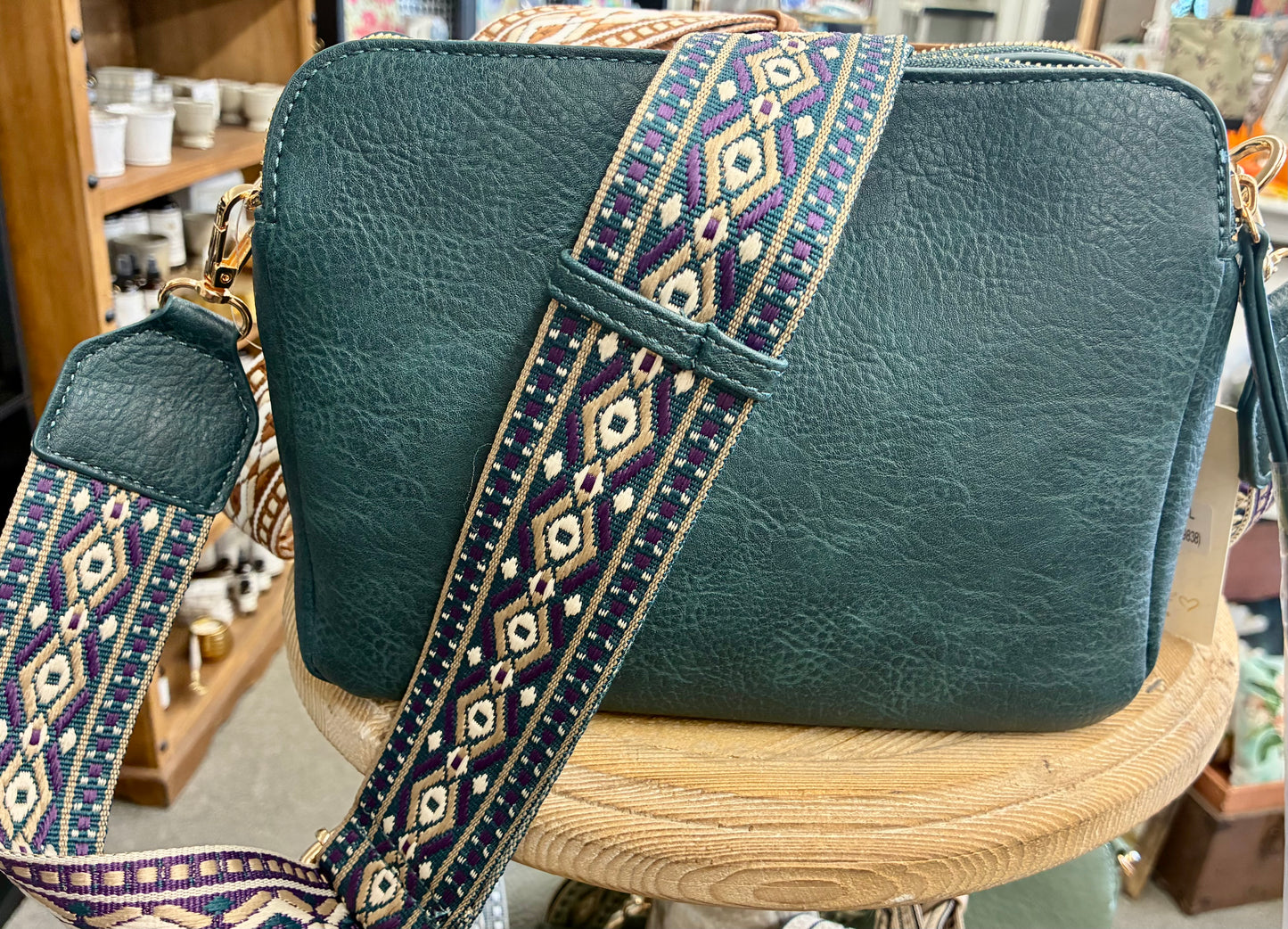 Mila 3 Compartment Crossbody Bag With Guitar Strap