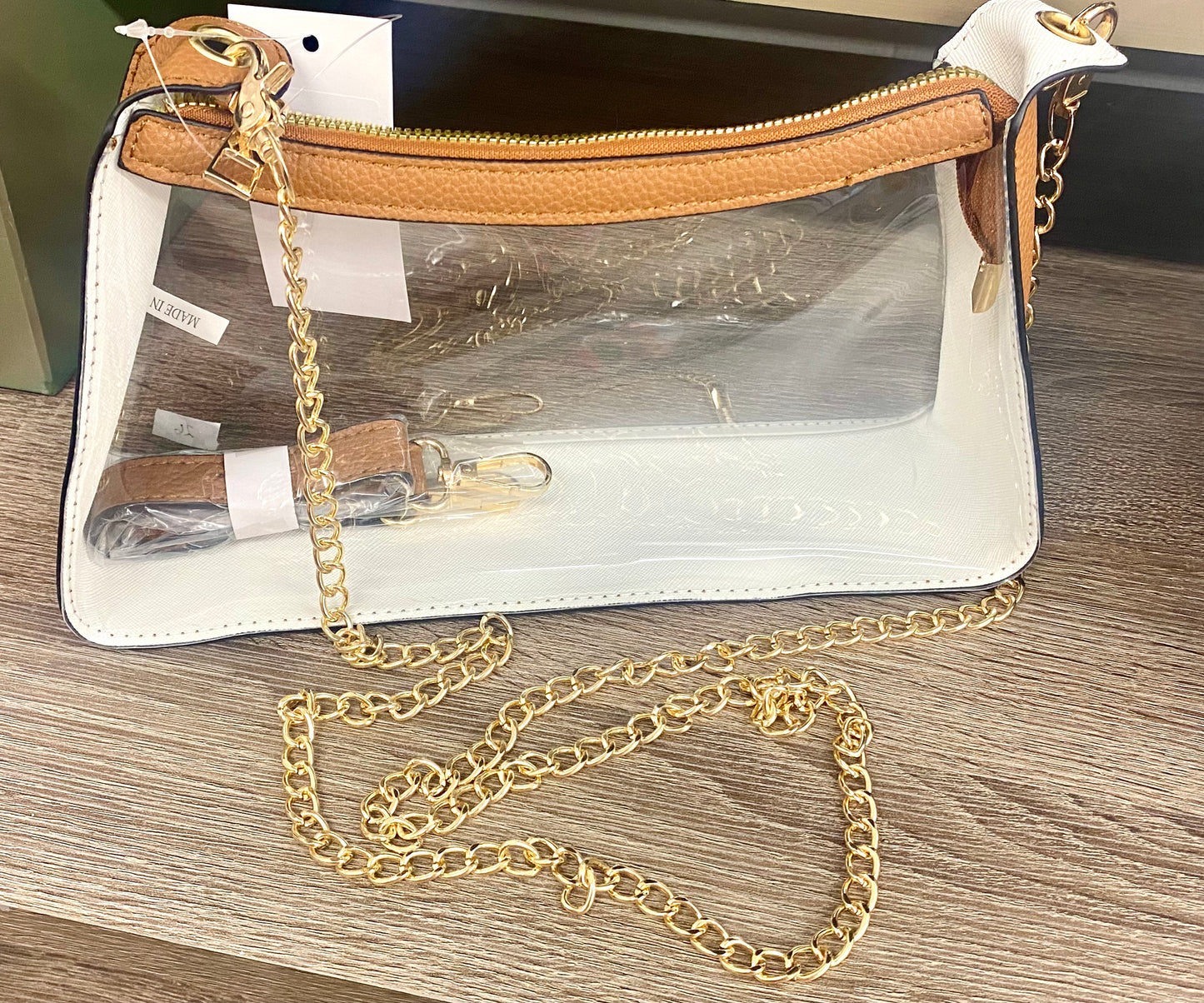 Marilyn Clear Satchel Bag w/ Chain Strap