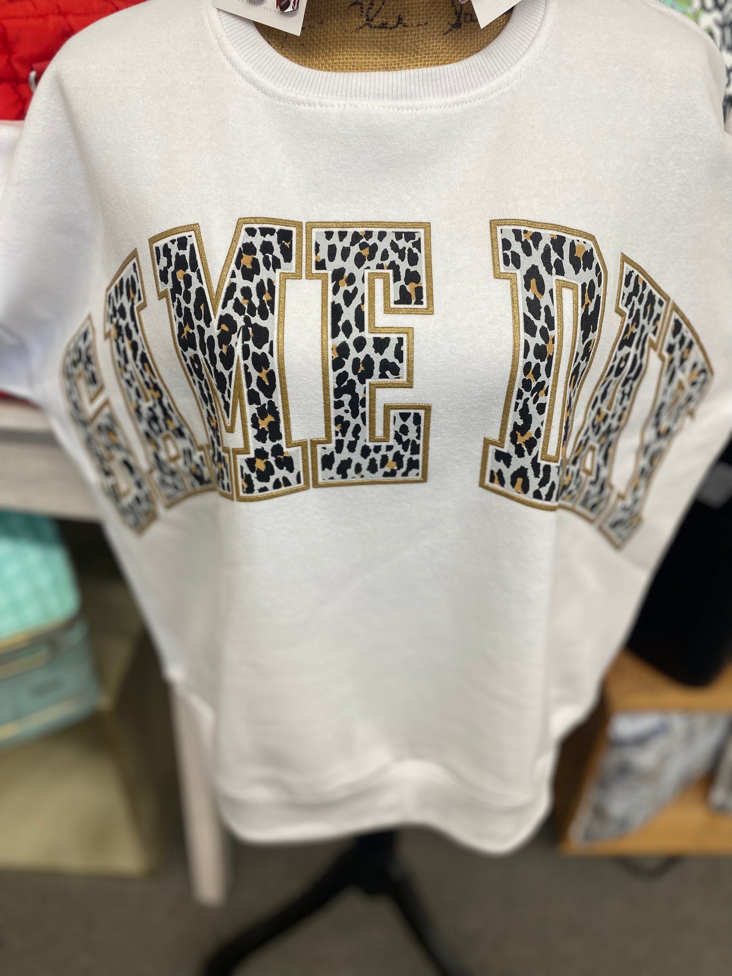 Leopard “Game Day” arch White Long Sleeve Blousant Royce Fleece
