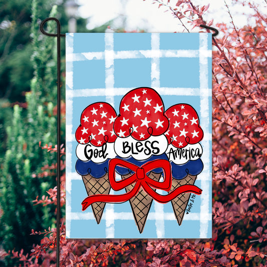 God Bless America Ice Cream Garden Flag - Baxter & Me