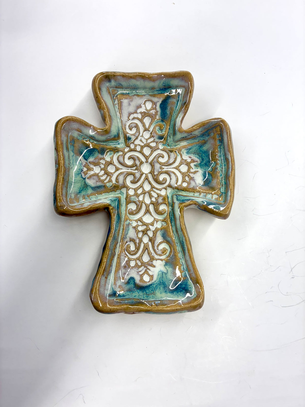 Fancy Cross Tray 8x6” - Tab Boren Pottery #101