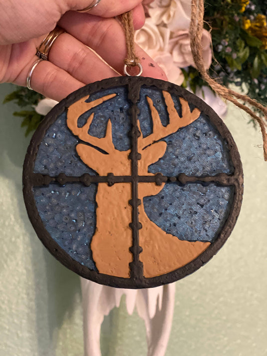 Deer in Scope Car Freshie: Leather