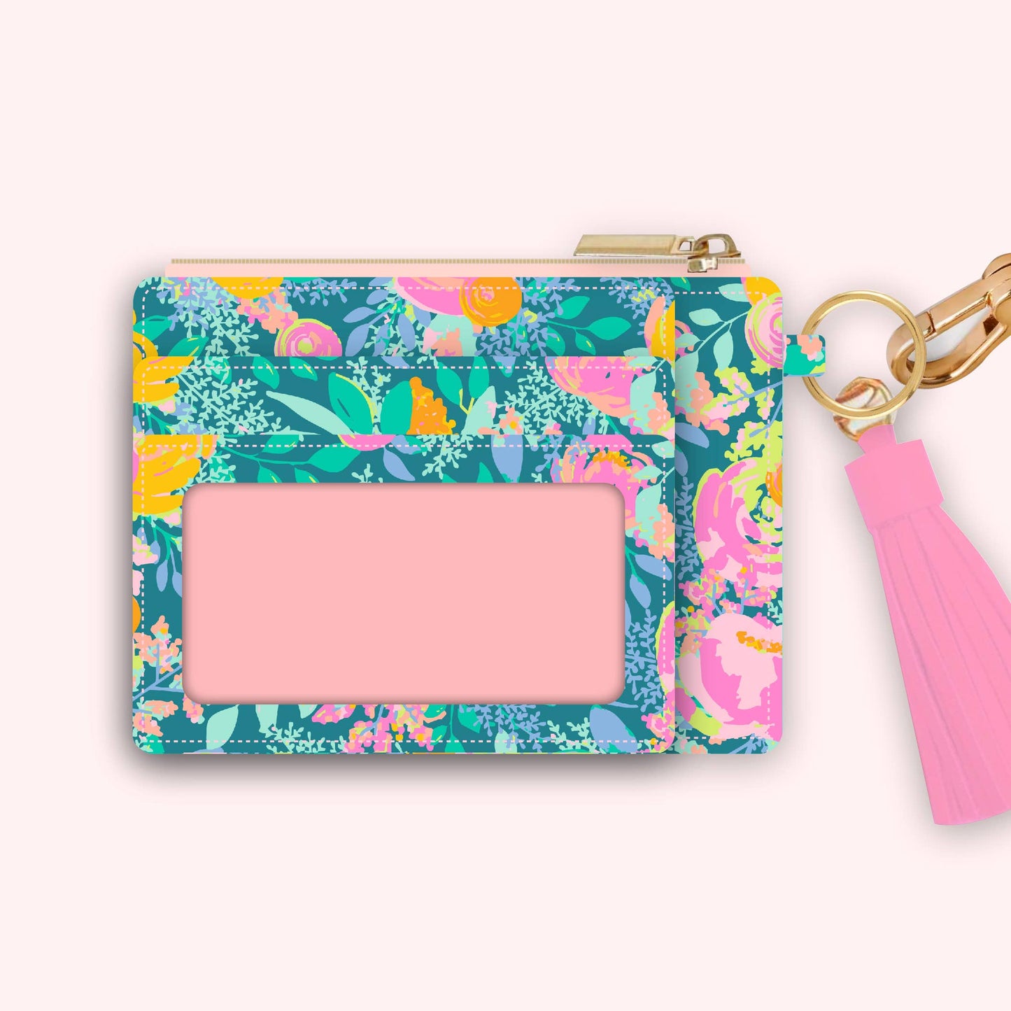 Wallet Keychain | Emerald Rainbow Blossoms
