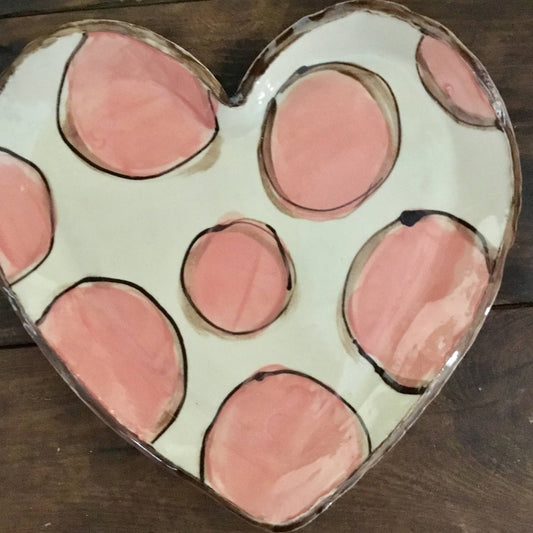 Small Heart Plate (Pink Polka Dots)
