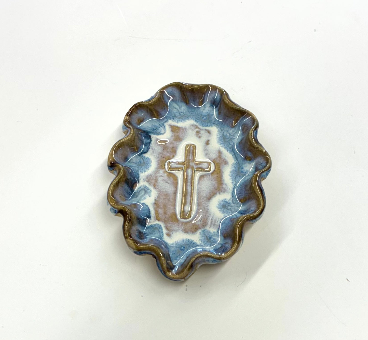 Cross Dish Tab Boren Pottery (small)