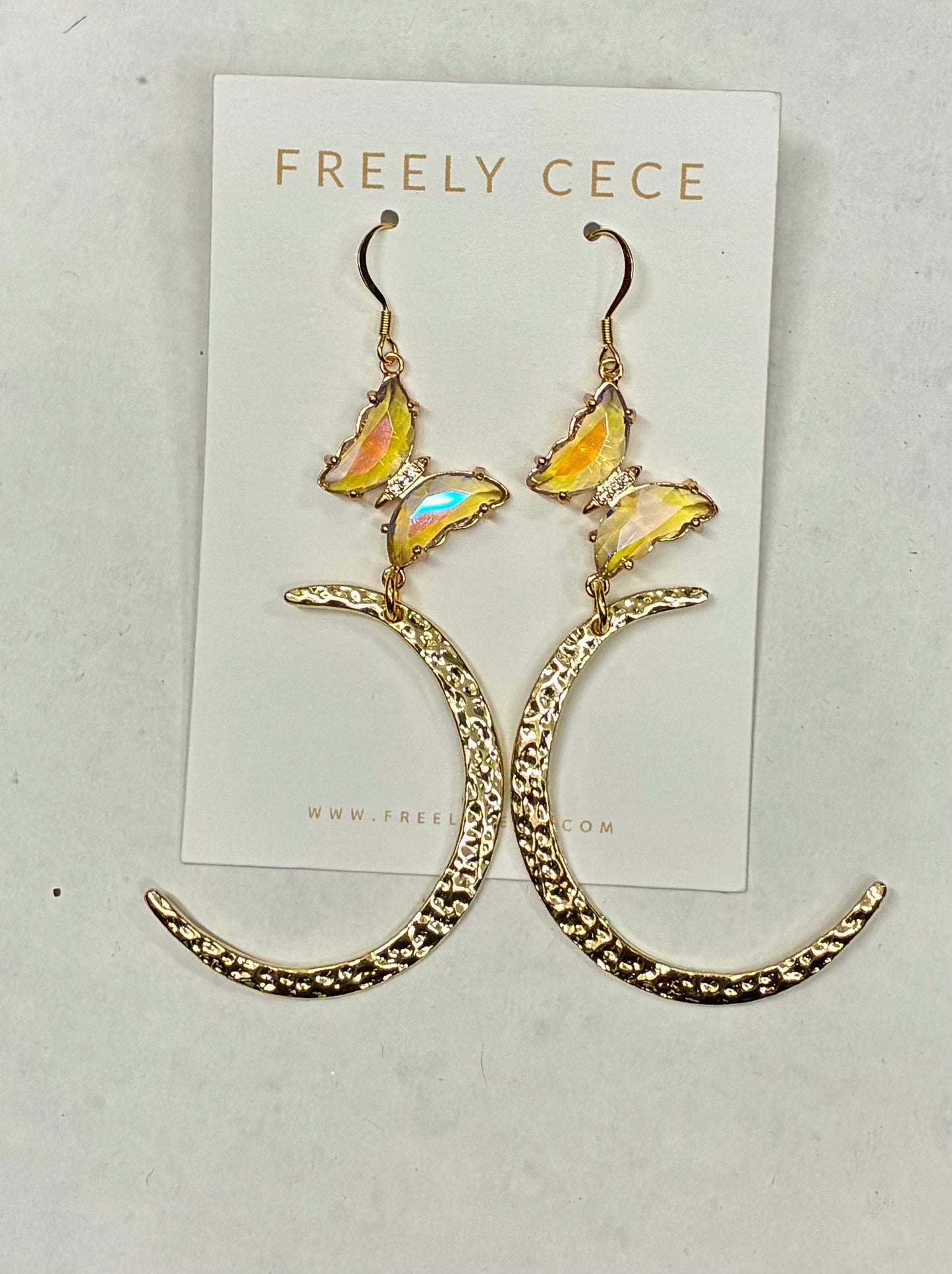 Gold Half Moon Butterfly Earrings / Freely CeCe