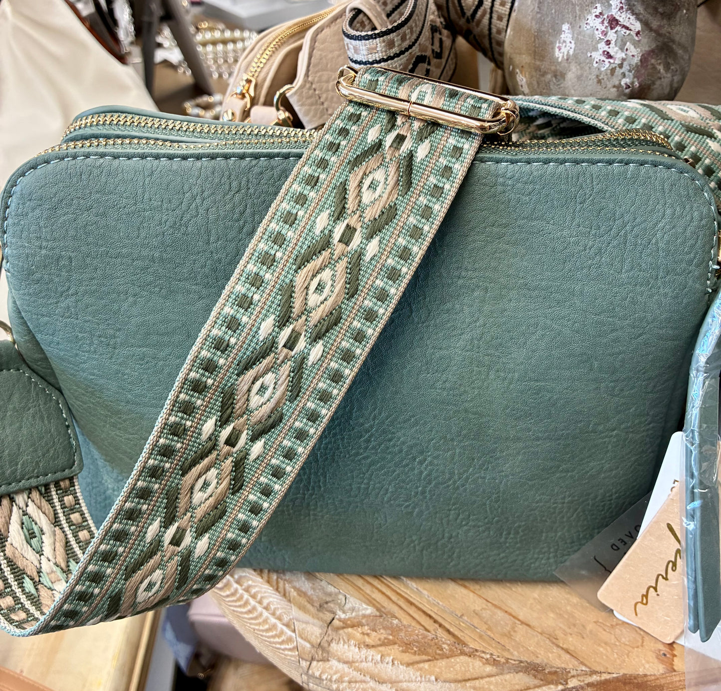 Mila 3 Compartment Crossbody Bag With Guitar Strap