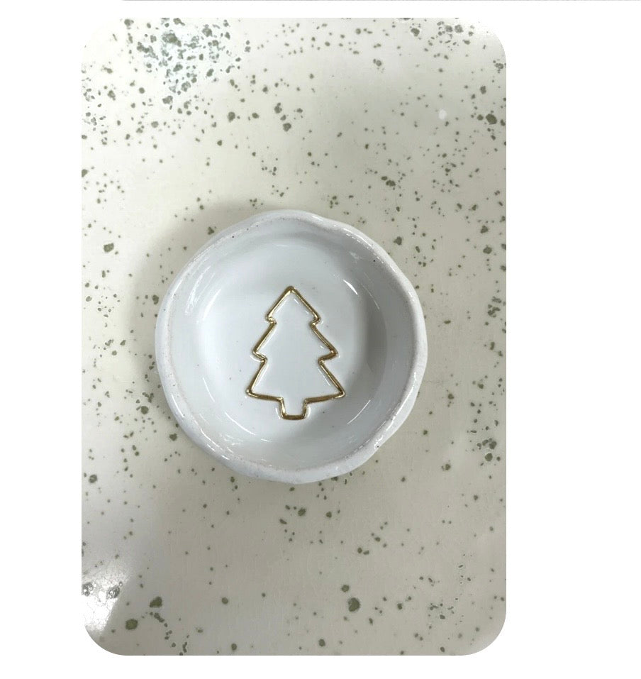 Tiny Christmas Tree Dish 3.5” - Tab Boren Pottery #204
