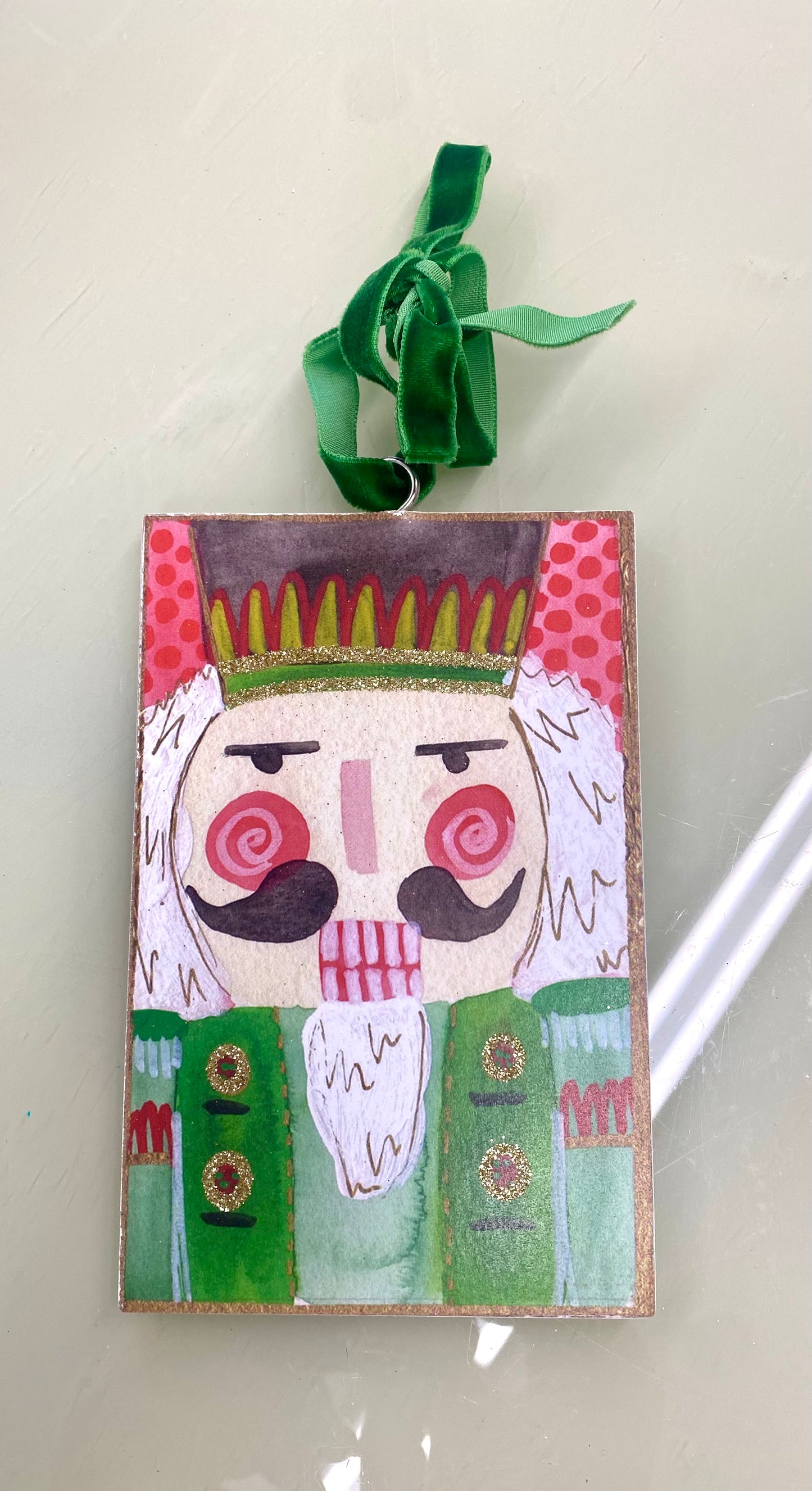 Glitter Wood Nutcracker Assort. Ornaments 3.5x5.5”