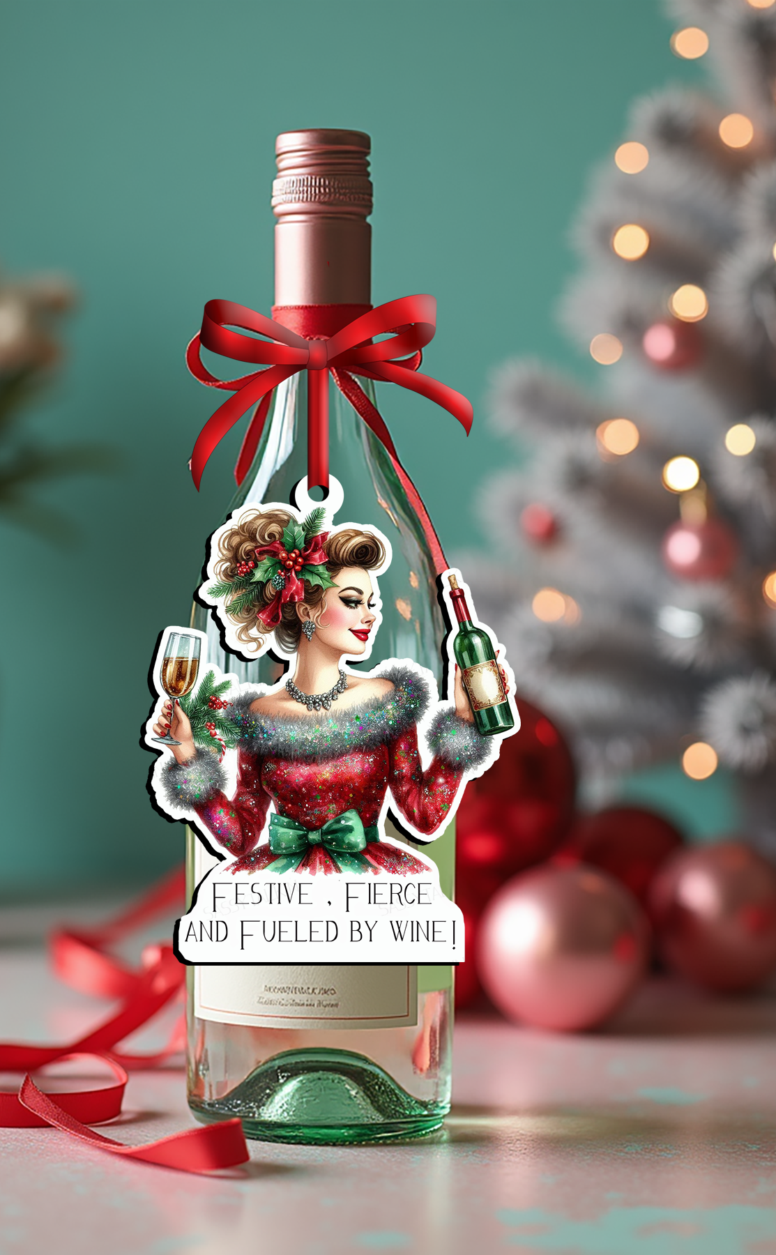 Sassy Girl, Christmas Ornament, Festive, Fierce, & Fueled by