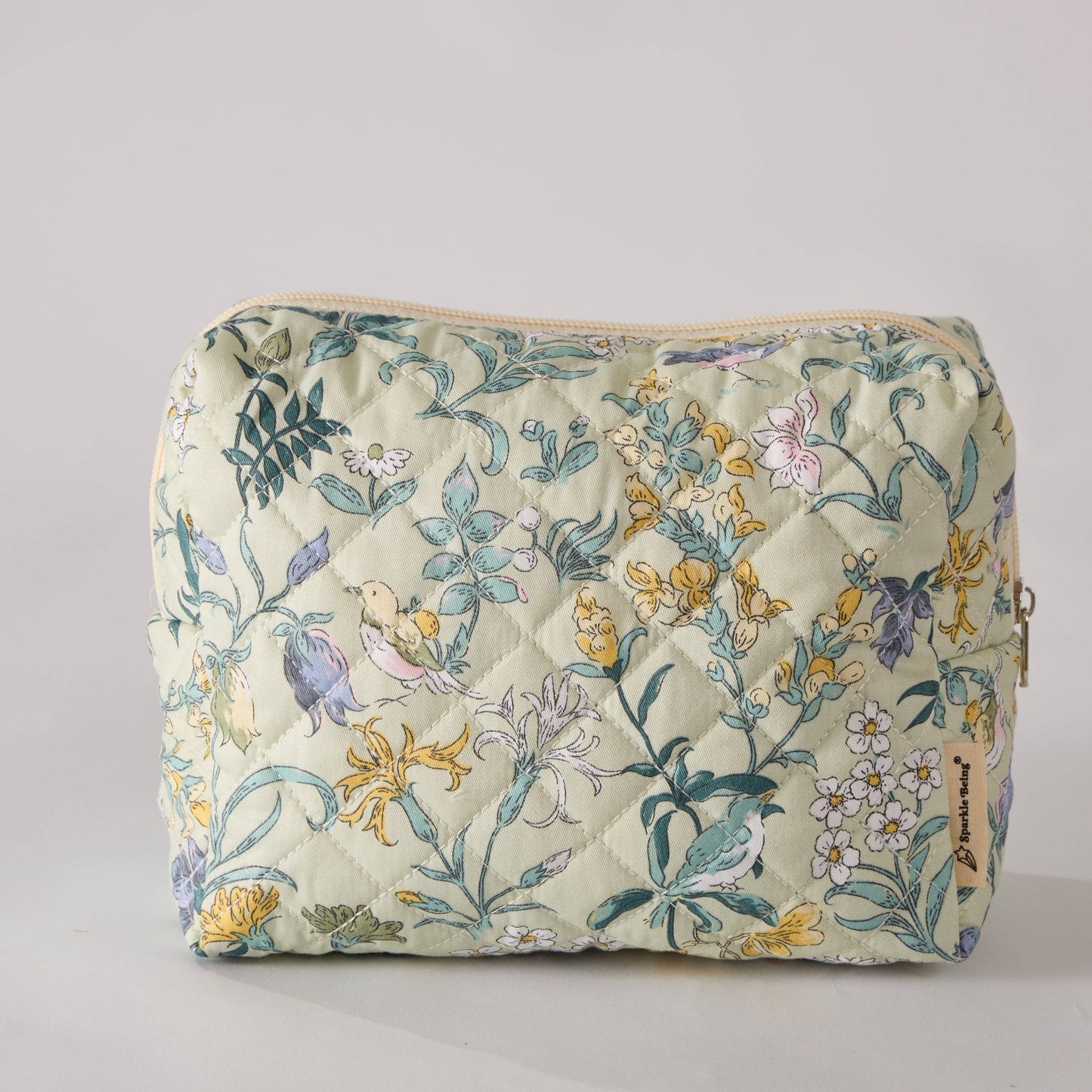Spring Serenity Floral Quilted Makeup Bag - Toiletry Bag: Set of 3 or buy individual
