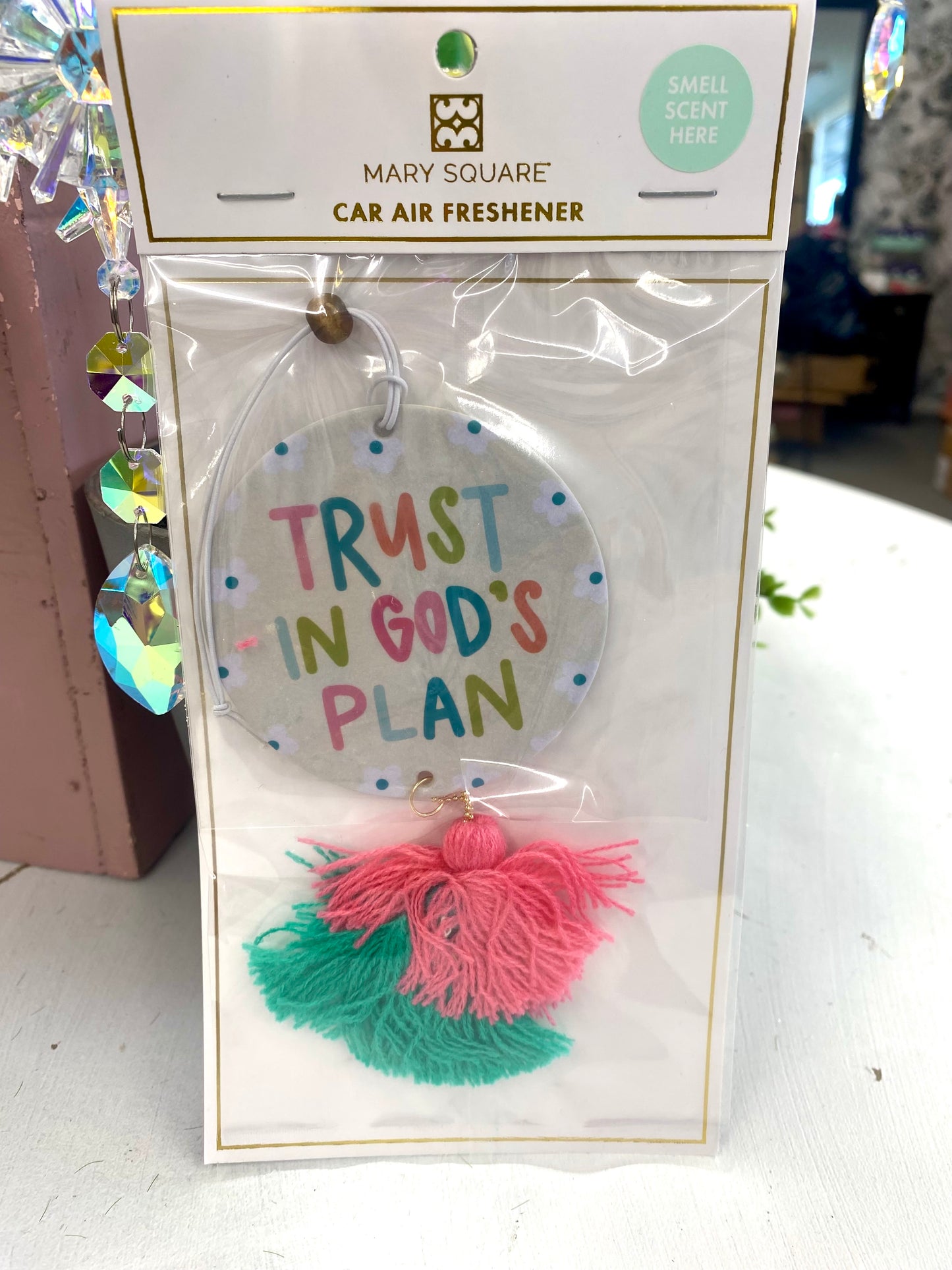 Mary Square “Trust in Gods Plan” Car Air Freshner