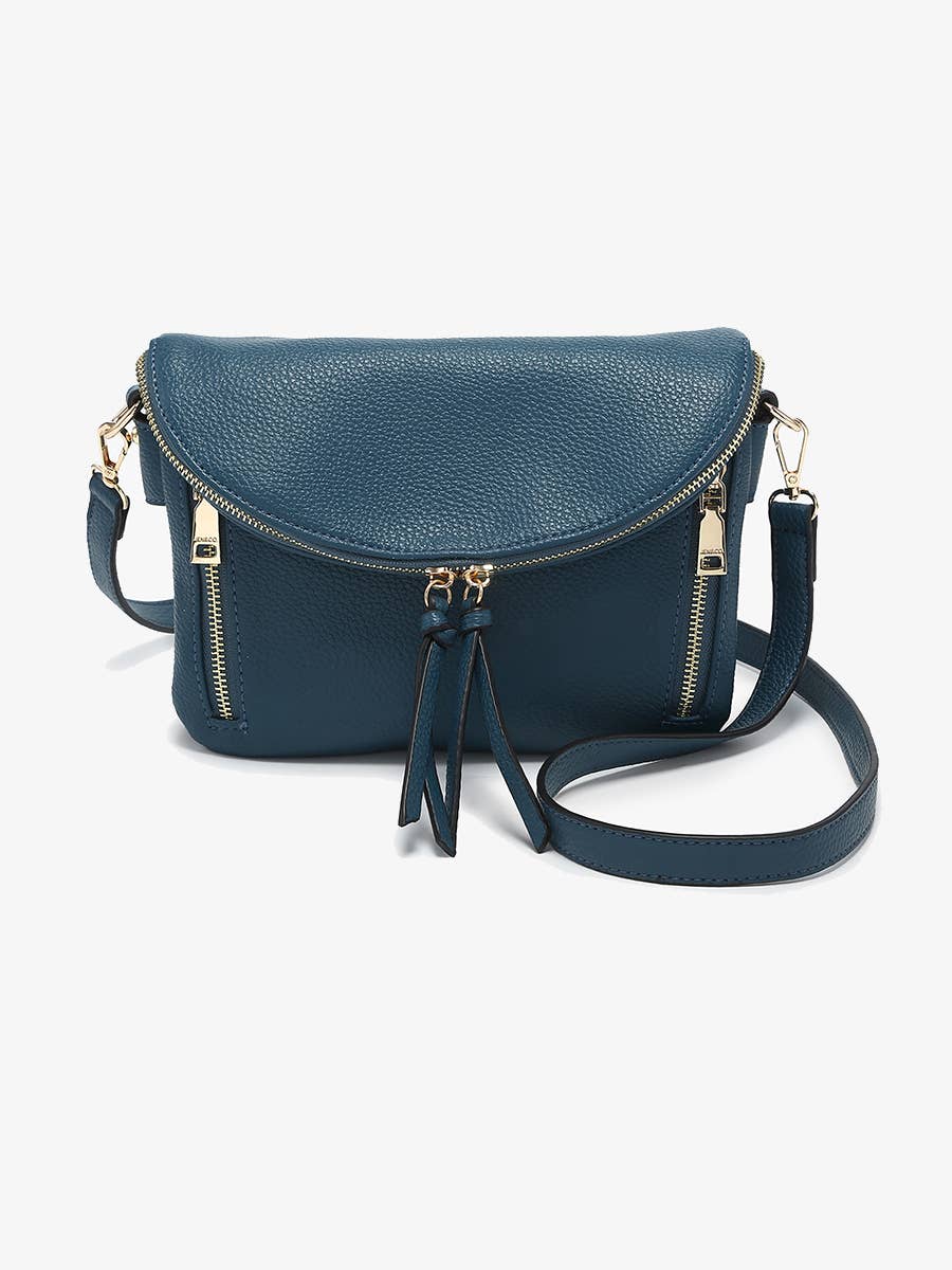 Aubree Flapover Multi-compartment Crossbody Bag: Black   Jen & Co.