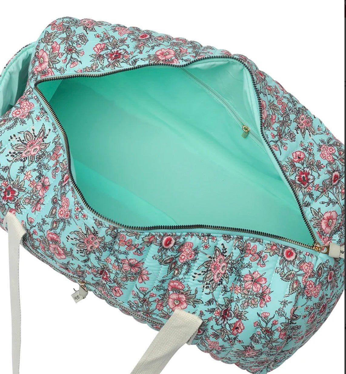 Turquoise Floral Quilted Weekender Tote Bag