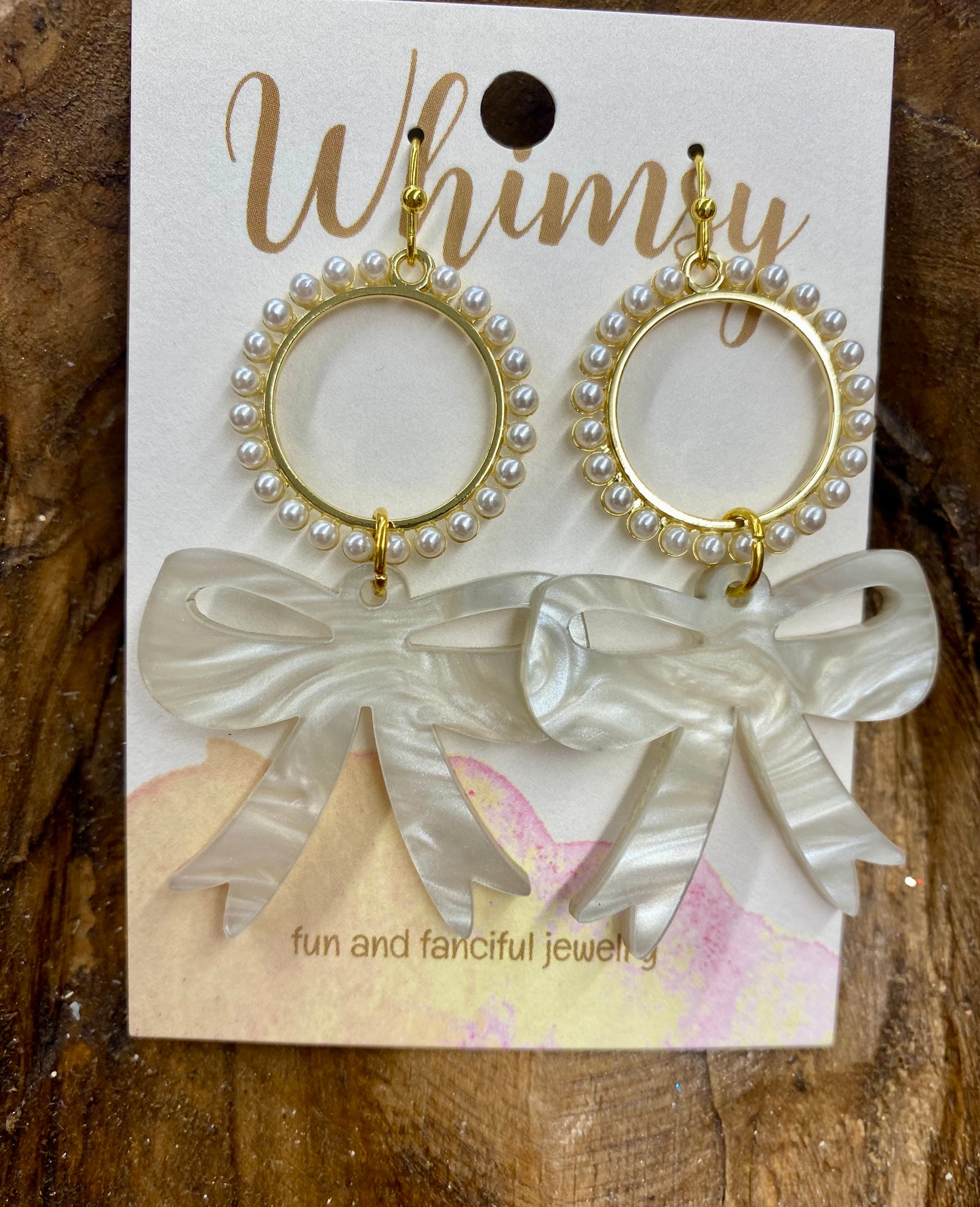 White Bow and Pearl Earrings Whimsy Jewels