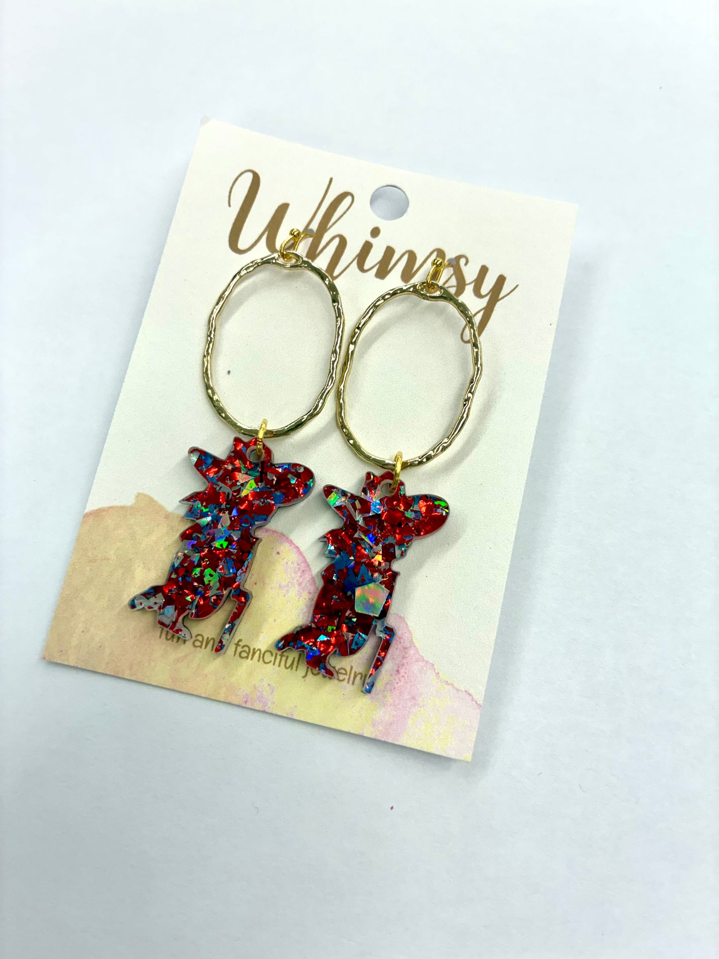 Colonel Rebel Iridescent Dangle Earrings with Gold Accents