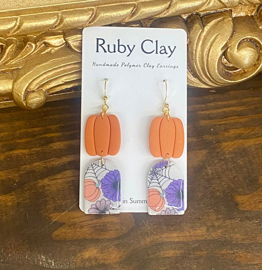 Polymer Clay Pumpkin/Halloween Earrings by Ruby Clay