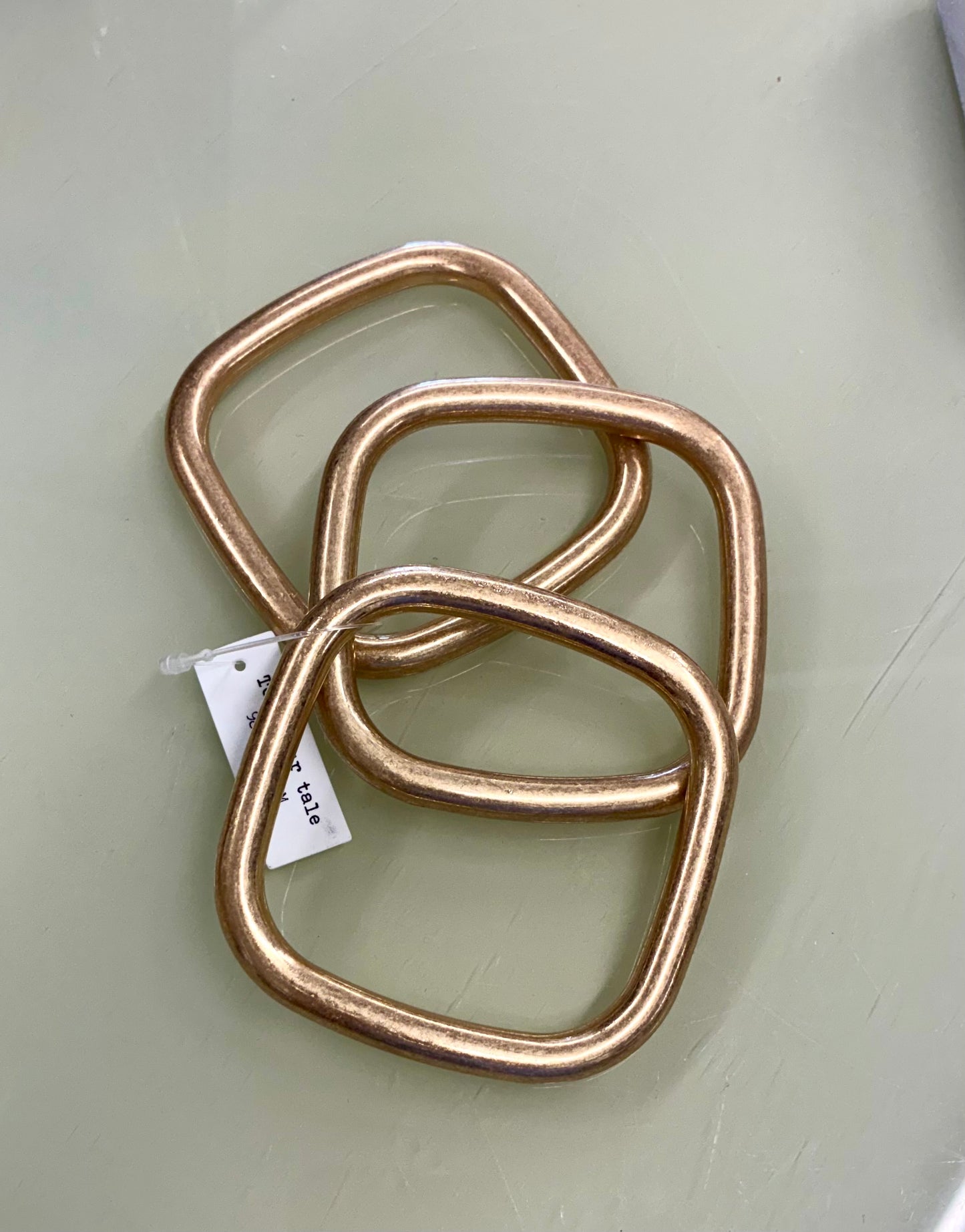 Square 3-Piece Bangle Bracelet Set - Gold, Matte Gold or Matte Gold & Silver