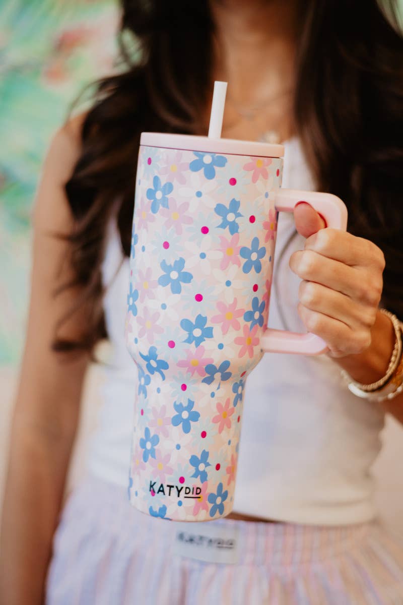 Dainty Florals 38 Oz Stainless Steel Tumbler: Light Pink