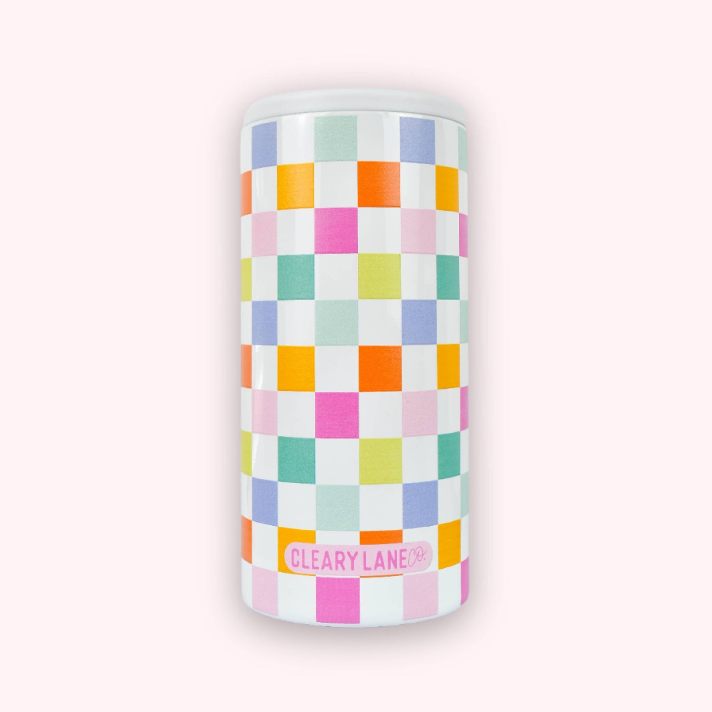 12oz Skinny Can Coolers | Choose Your Color: White Rainbow Flowers