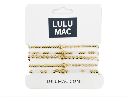 LULU MAC White & Gold 5-Strand Bracelets