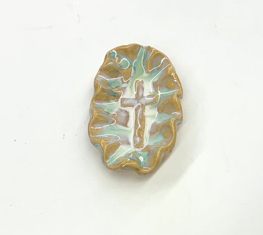 Small Ruffled Oval Cross Dish Tab Boren Pottery