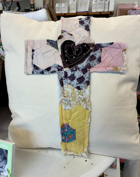 Quilted Cross Throw Pillow 18x18