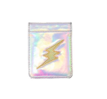 Iridescent Silver & Gold Lightning Bolt Phone Wallet