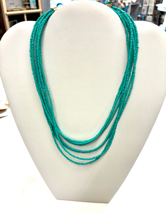 7-Strand Beaded Turquoise Necklace with Extender