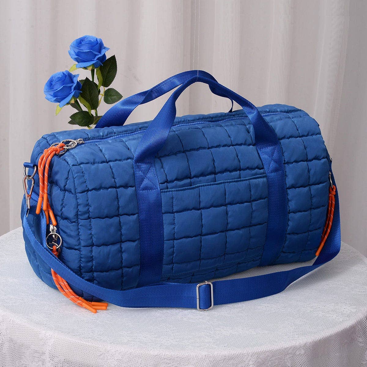 Quilted Puffer Weekender/Duffel Bag: Sage