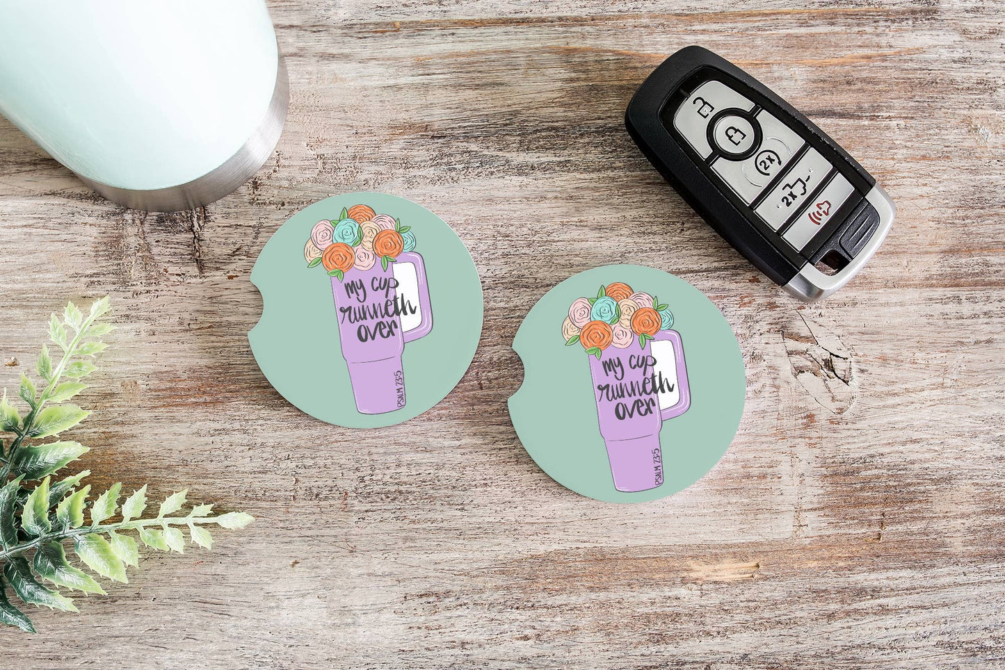 My cup runneth over psalm 23:5 religious car coasters