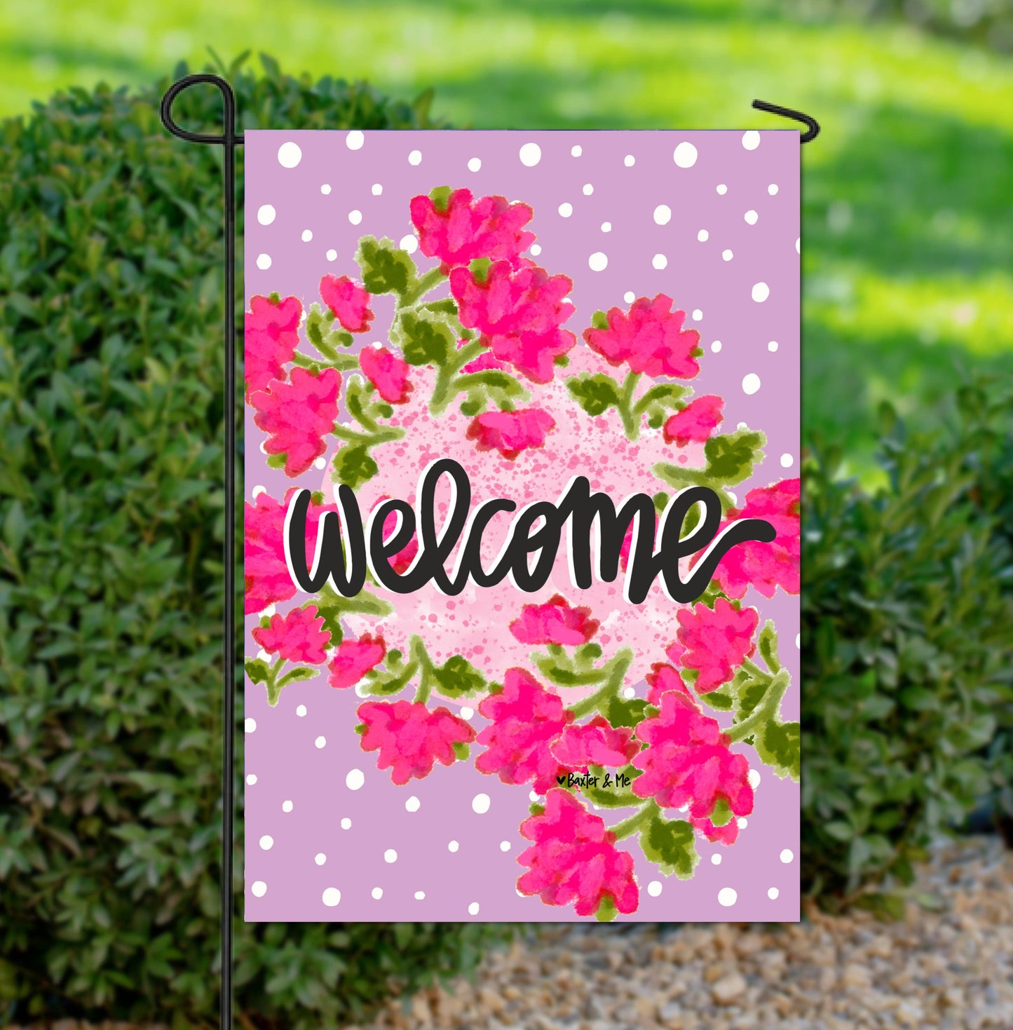 Pink Blossom Welcome Garden Flag - Baxter & Me